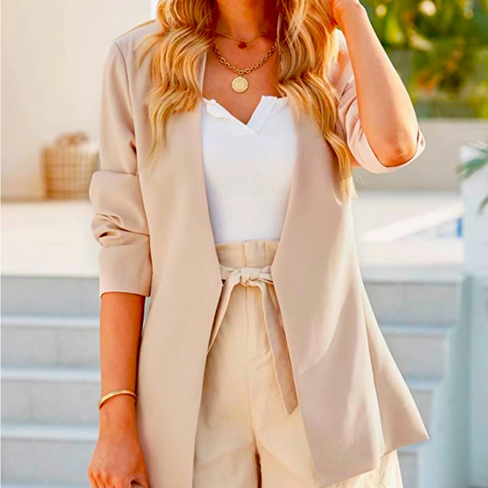 luvamia Women's Casual Long Sleeve Lapel Button Slim Work Office Blazer Jacket